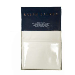 NEW $115 Ralph Lauren Cotton Percale Sheet!  Flat Queen  RGTA Cream